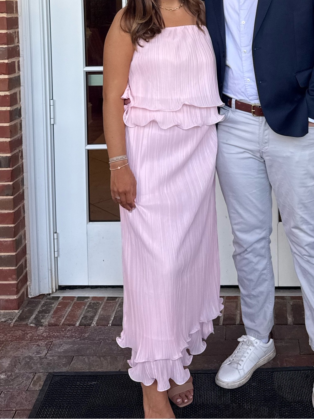 Commense Blush Pink Pleated Ruffle Maxi Skirt Set - Picture 3 of 3